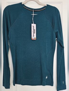 Smartwool Merino 250 Base Layer Womens M Teal Long Sleeve Thermal Hiking Top NWT